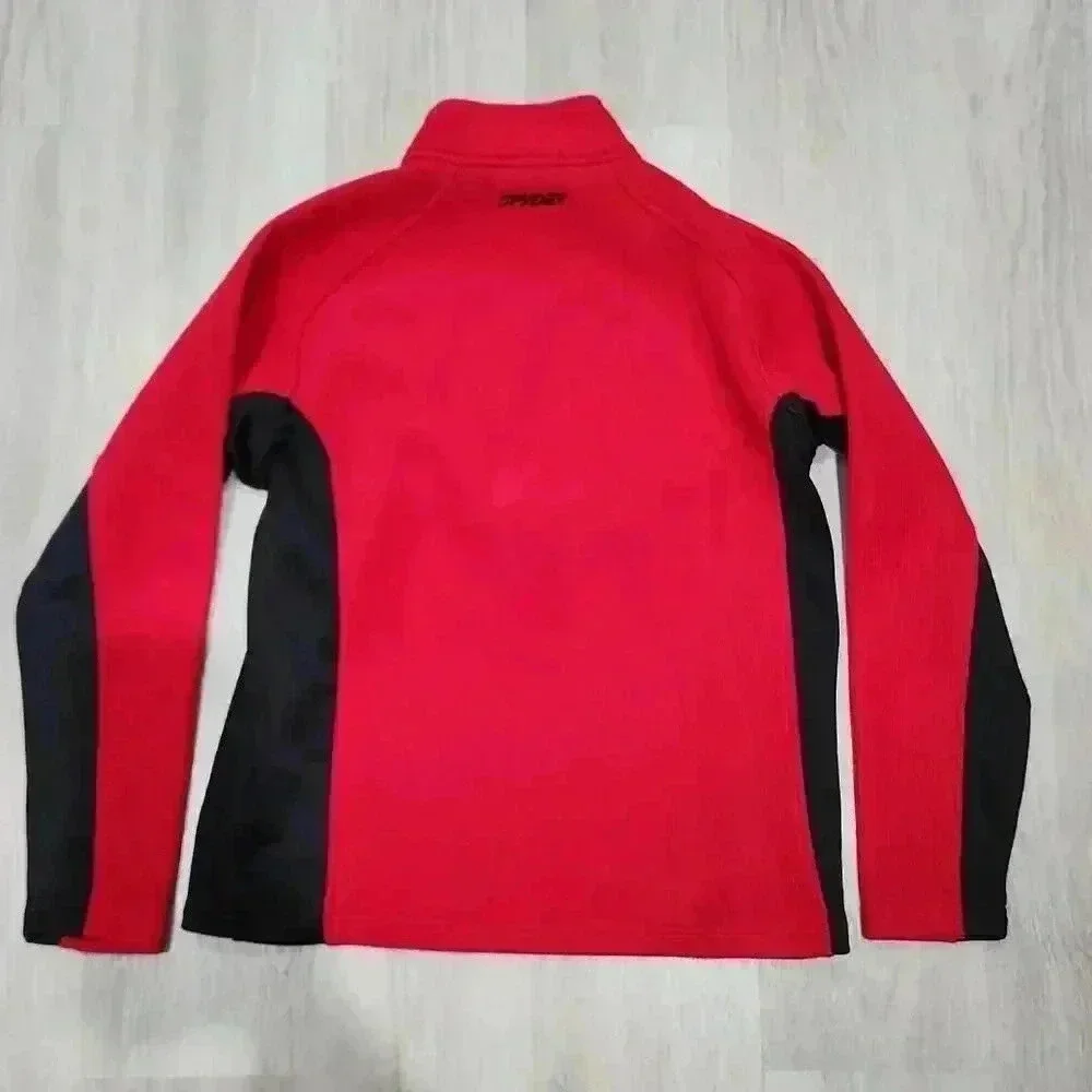 Spyder Men's Colorblock Fleece Long Sleeve Half Zip Jacket Red Black Size Medium